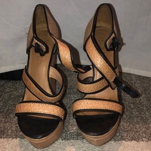 L.A.M.B snakeskin platform wedges, size 6.5